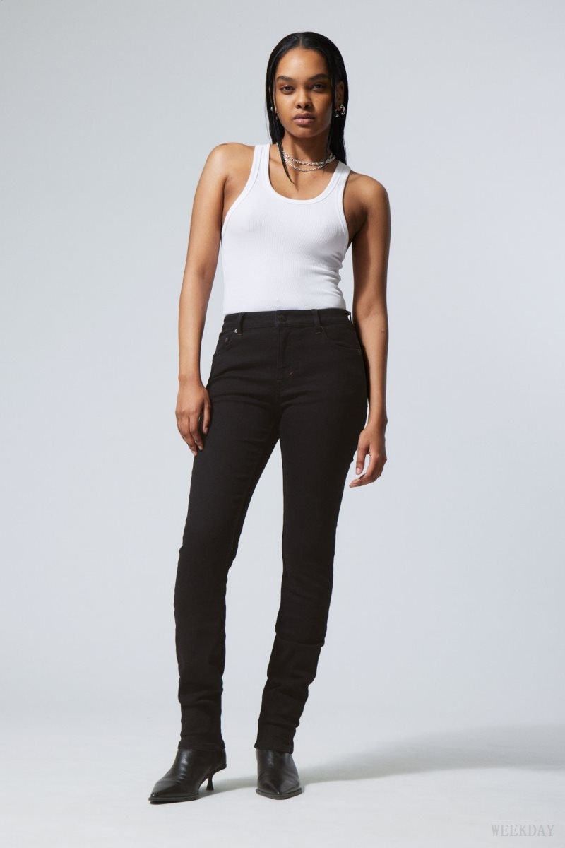 Weekday Spare Mid Skinny Jeans Black | JDPY4914