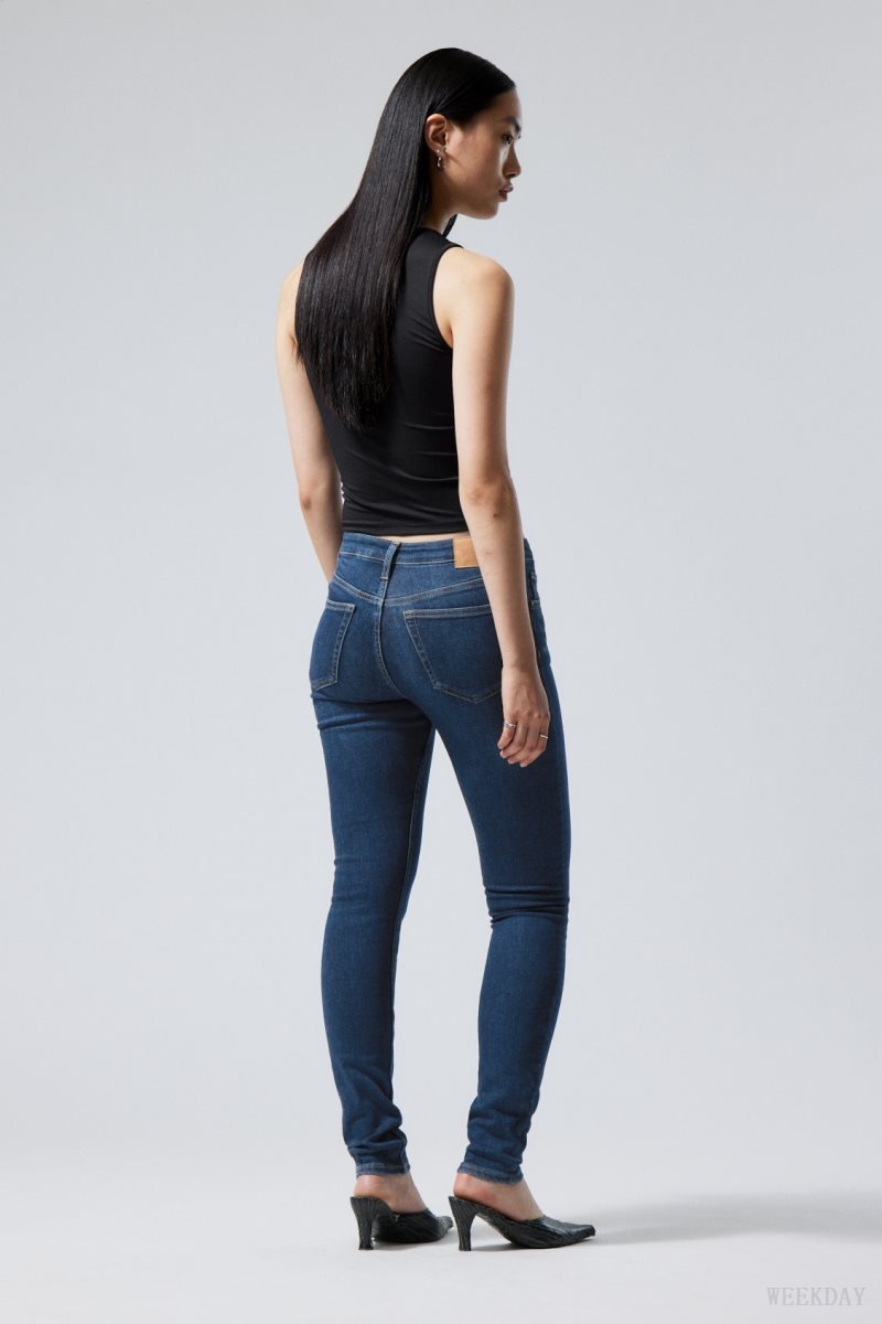 Weekday Spare Mid Skinny Jeans Blue | AIFX6316