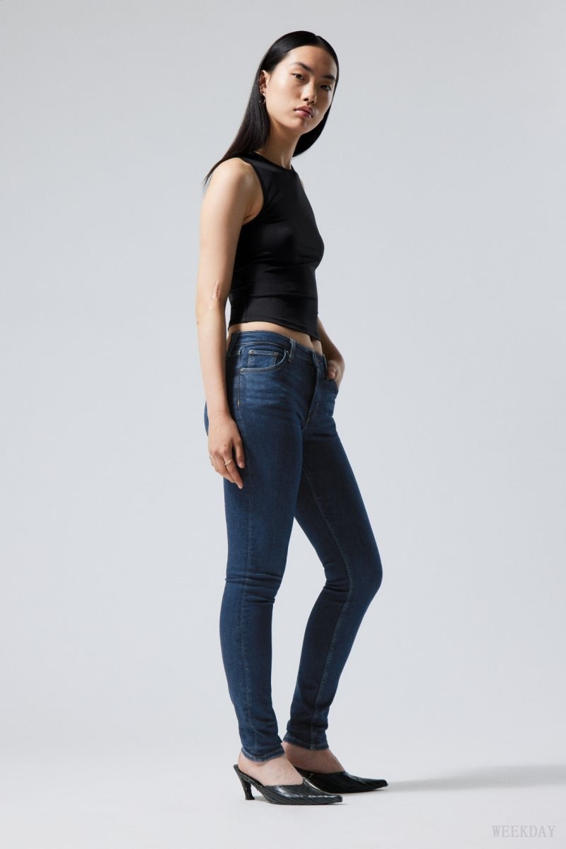 Weekday Spare Mid Skinny Jeans Blue | AIFX6316