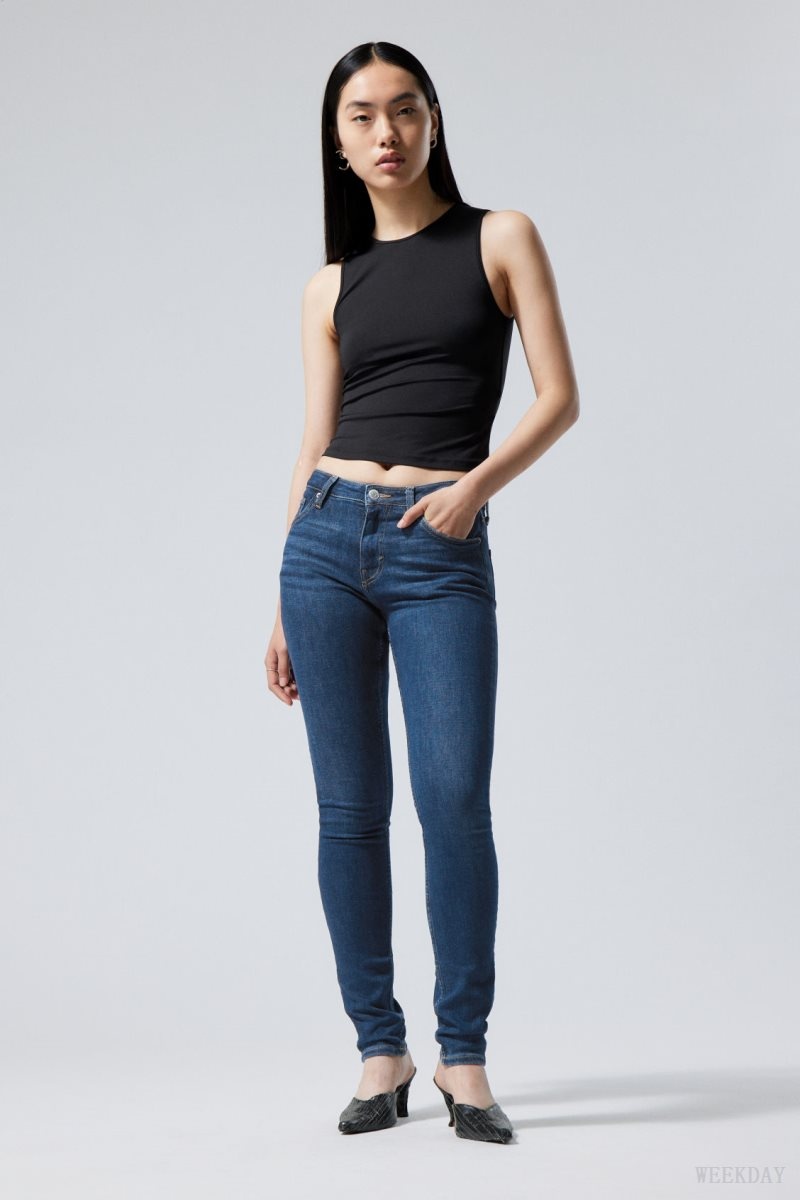 Weekday Spare Mid Skinny Jeans Blue | AIFX6316