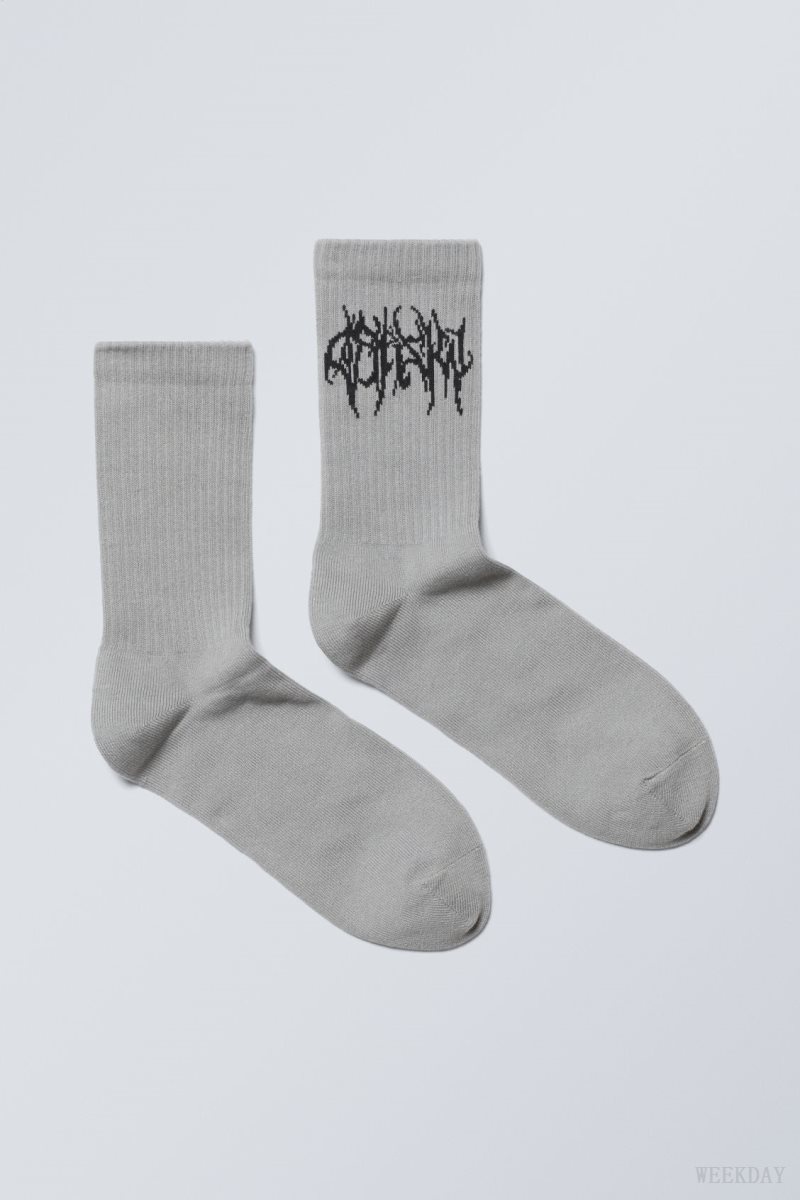 Weekday Sport Printed Socks Grey | GJEA5156