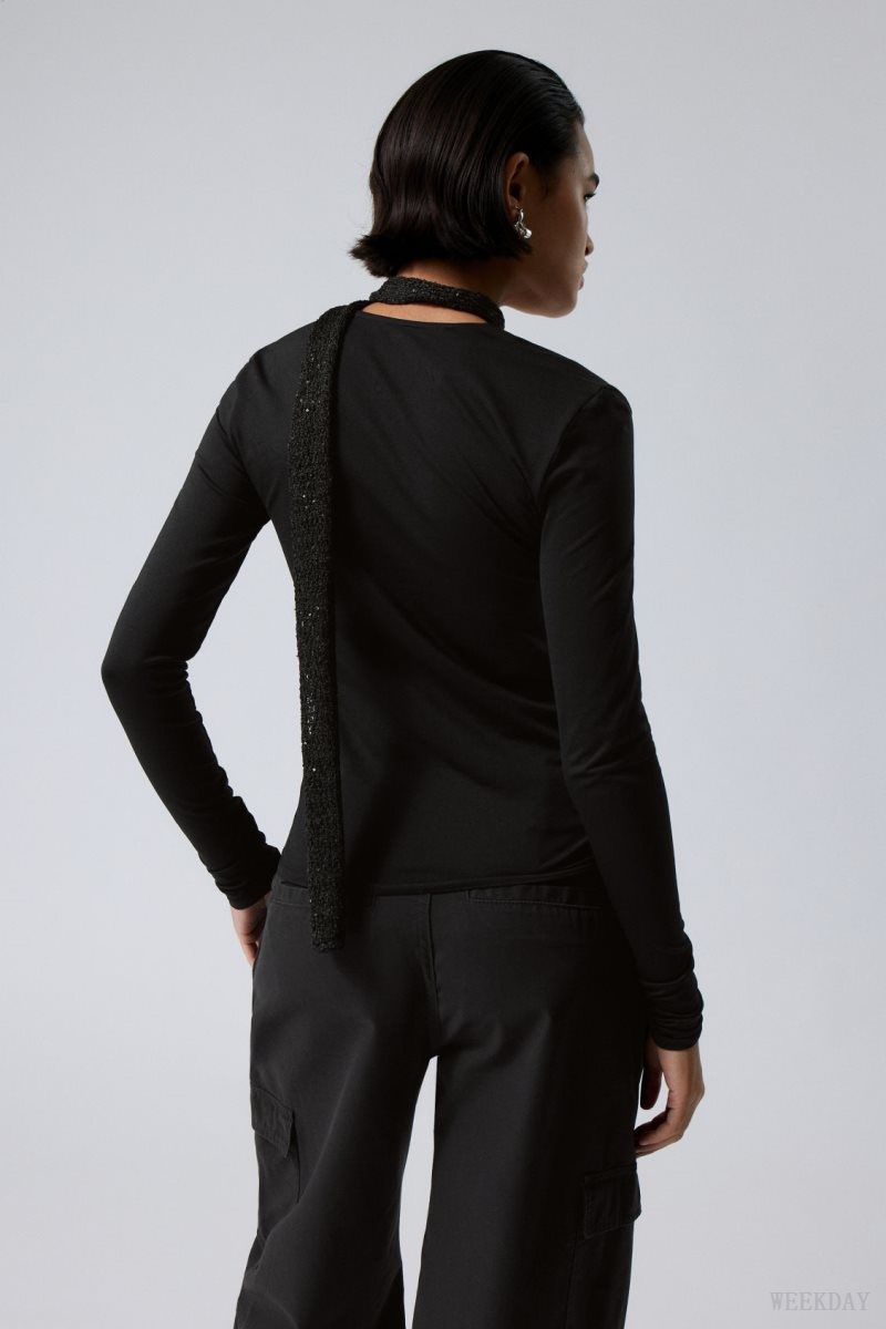 Weekday Square Neck Longsleeve Top Black | MWTT2463