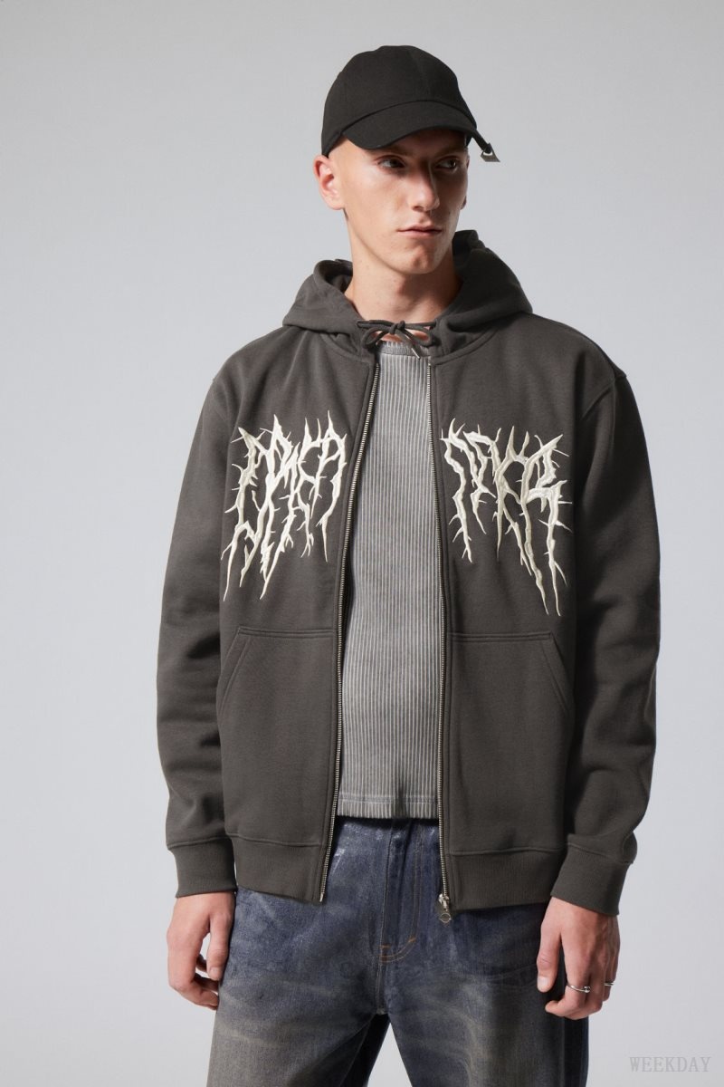 Weekday Standard Graphic Zip Hoodie Spiky Dreamer | KNKU0923