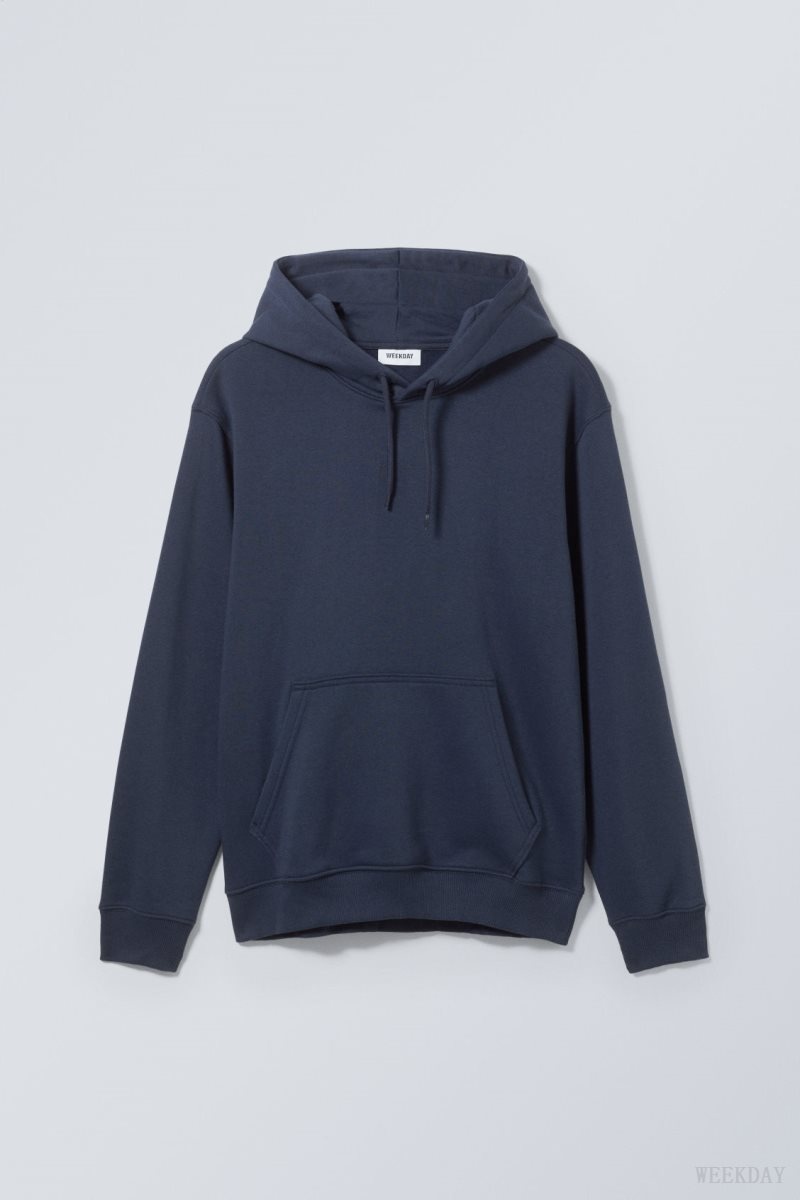 Weekday Standard Midweight Hoodie Dark Blue | PRIJ5531