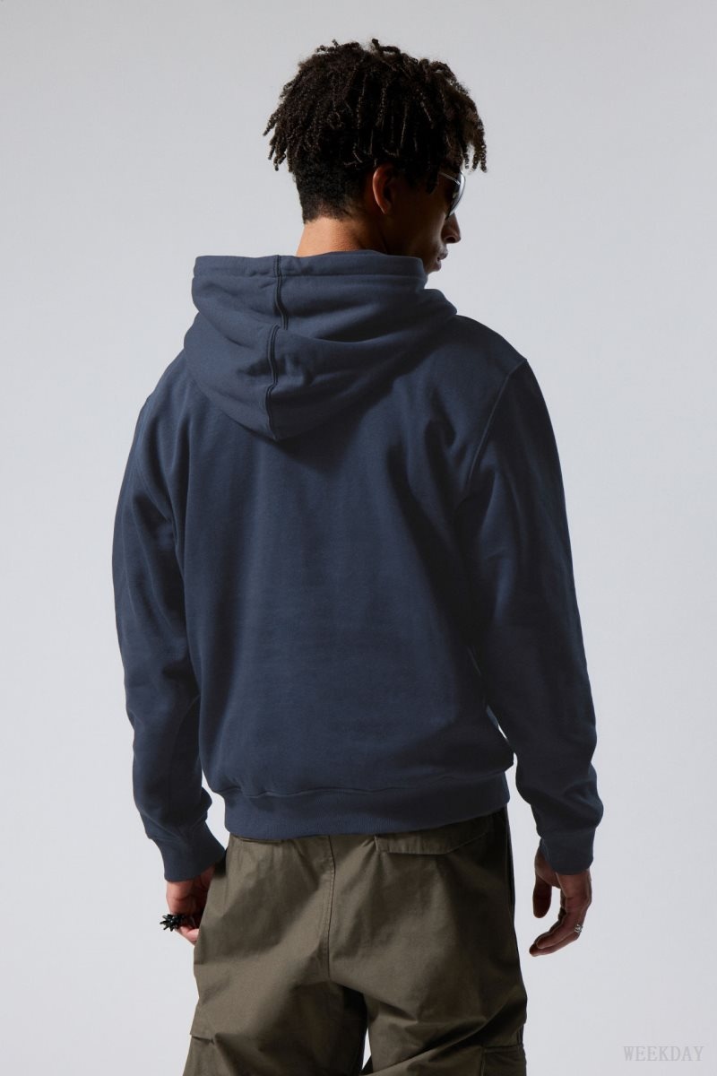 Weekday Standard Midweight Hoodie Dark Blue | PRIJ5531