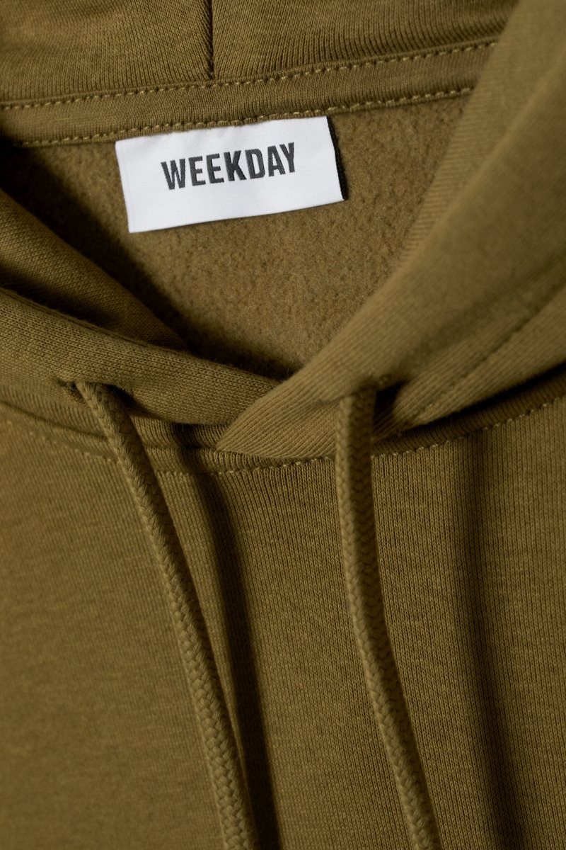 Weekday Standard Midweight Hoodie Khaki | XIGD3075