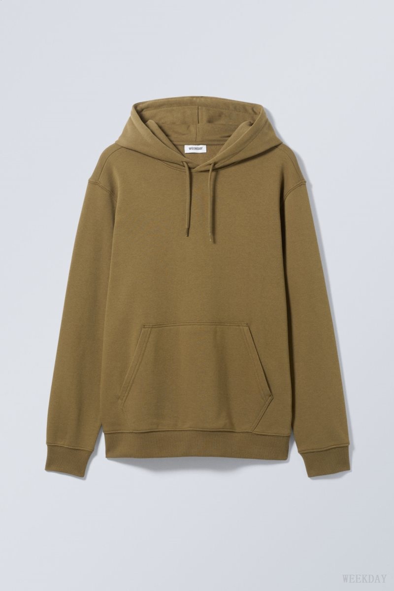 Weekday Standard Midweight Hoodie Khaki | XIGD3075