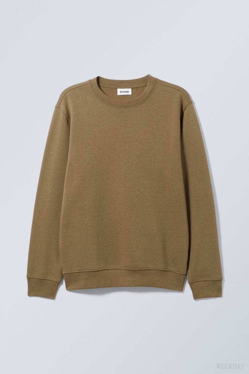 Weekday Standard Midweight Sweatshirt Khaki | PHFQ0418