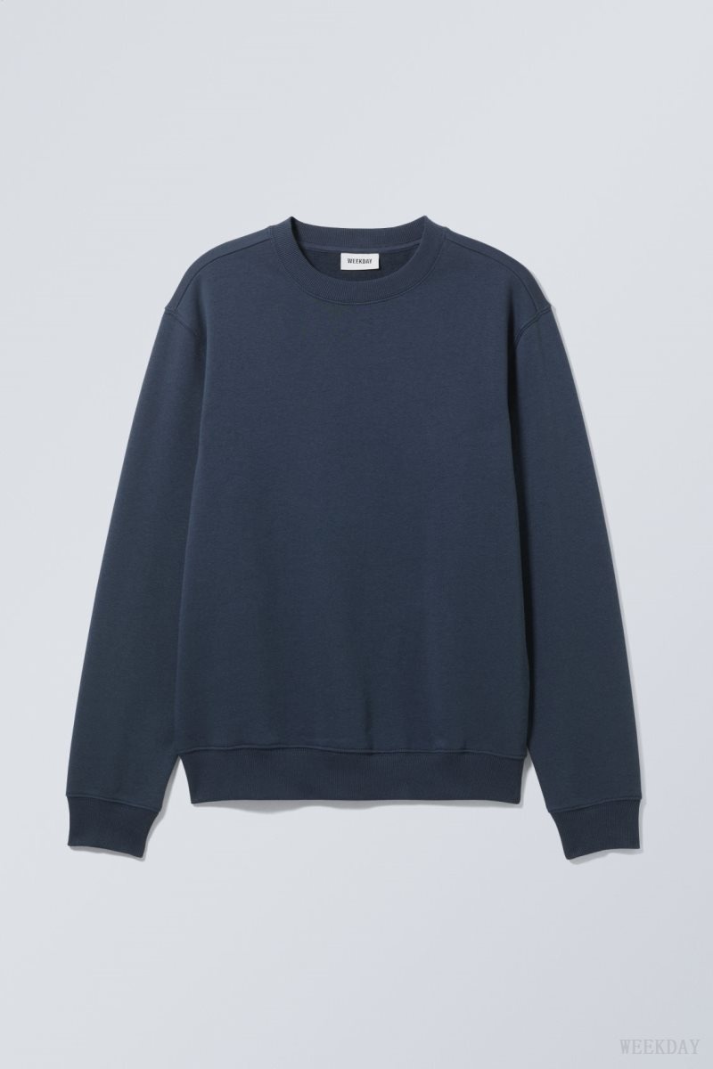 Weekday Standard Midweight Sweatshirt Navy | LWPT3794