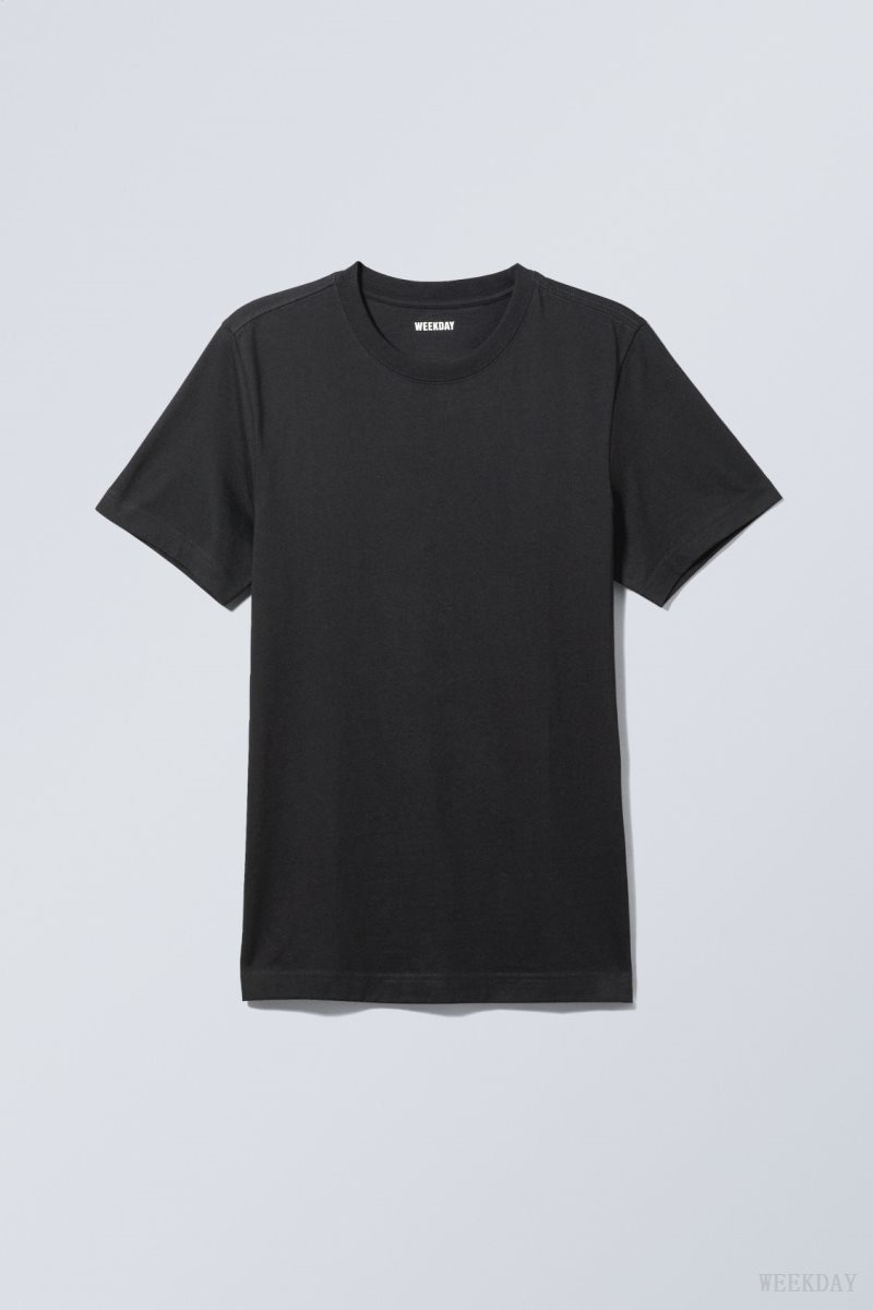 Weekday Standard Midweight T-shirt Black | TSBH1472