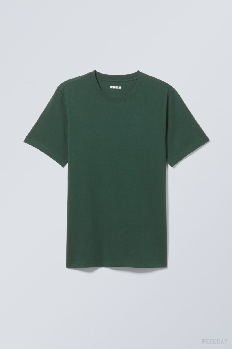 Weekday Standard Midweight T-shirt Dark Green | OXZM8604