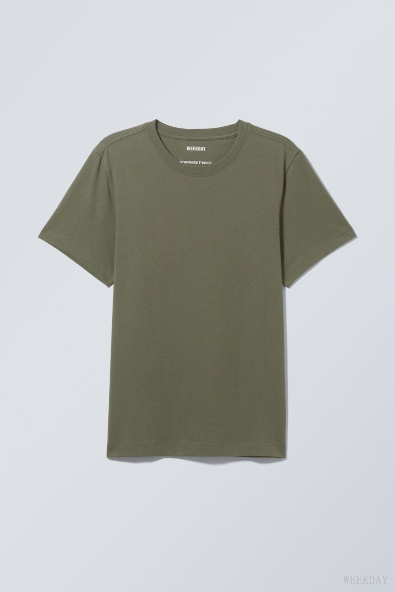 Weekday Standard Midweight T-shirt Khaki | CBVF7041