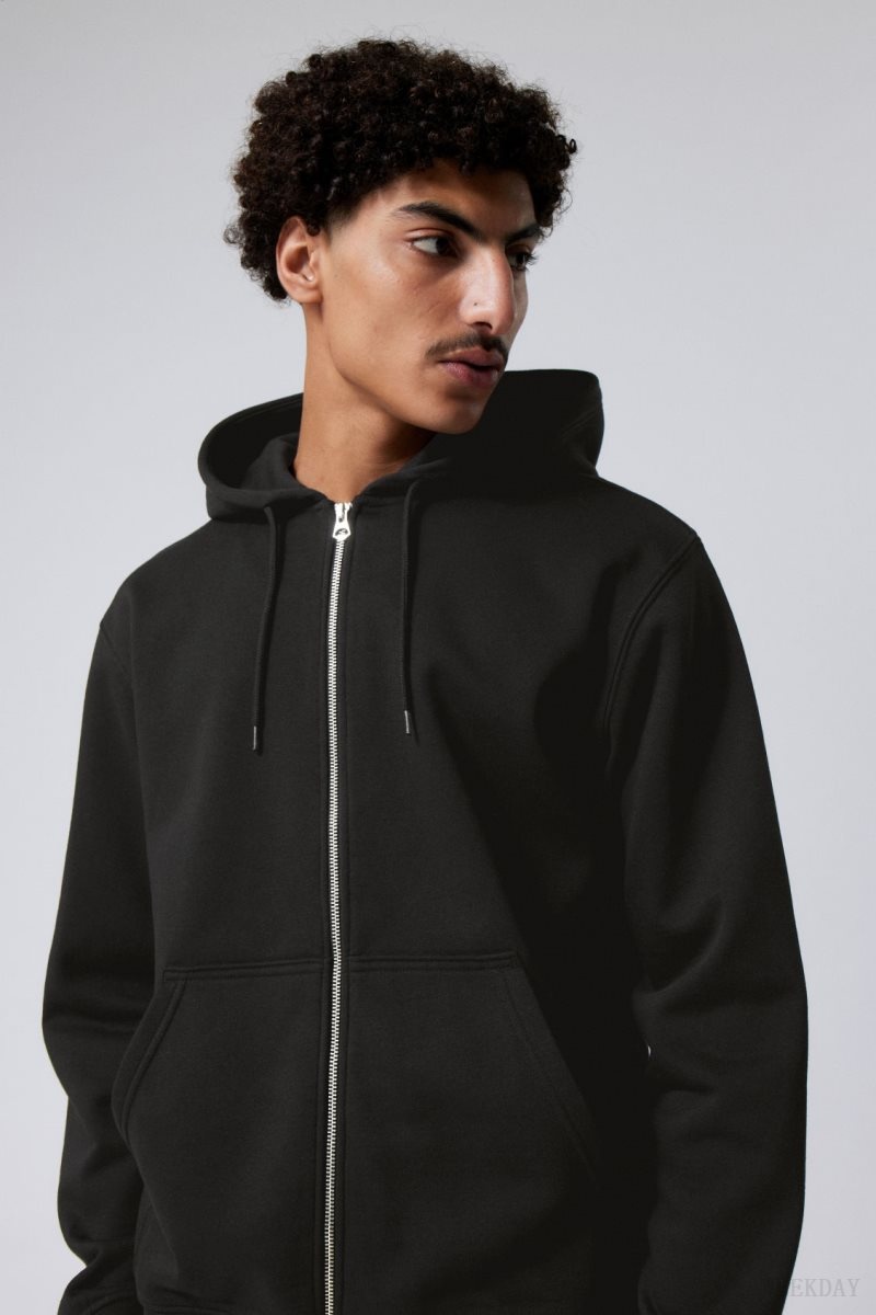 Weekday Standard Midweight Zip Hoodie Black | MPMV7421