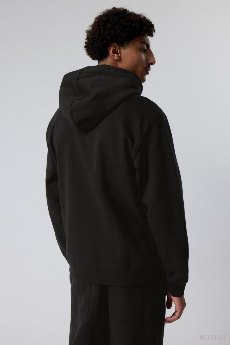 Weekday Standard Midweight Zip Hoodie Black | MPMV7421