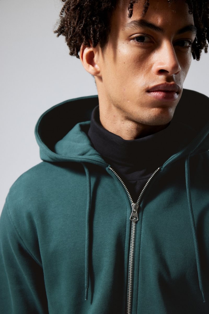 Weekday Standard Midweight Zip Hoodie Green | EPCO2804