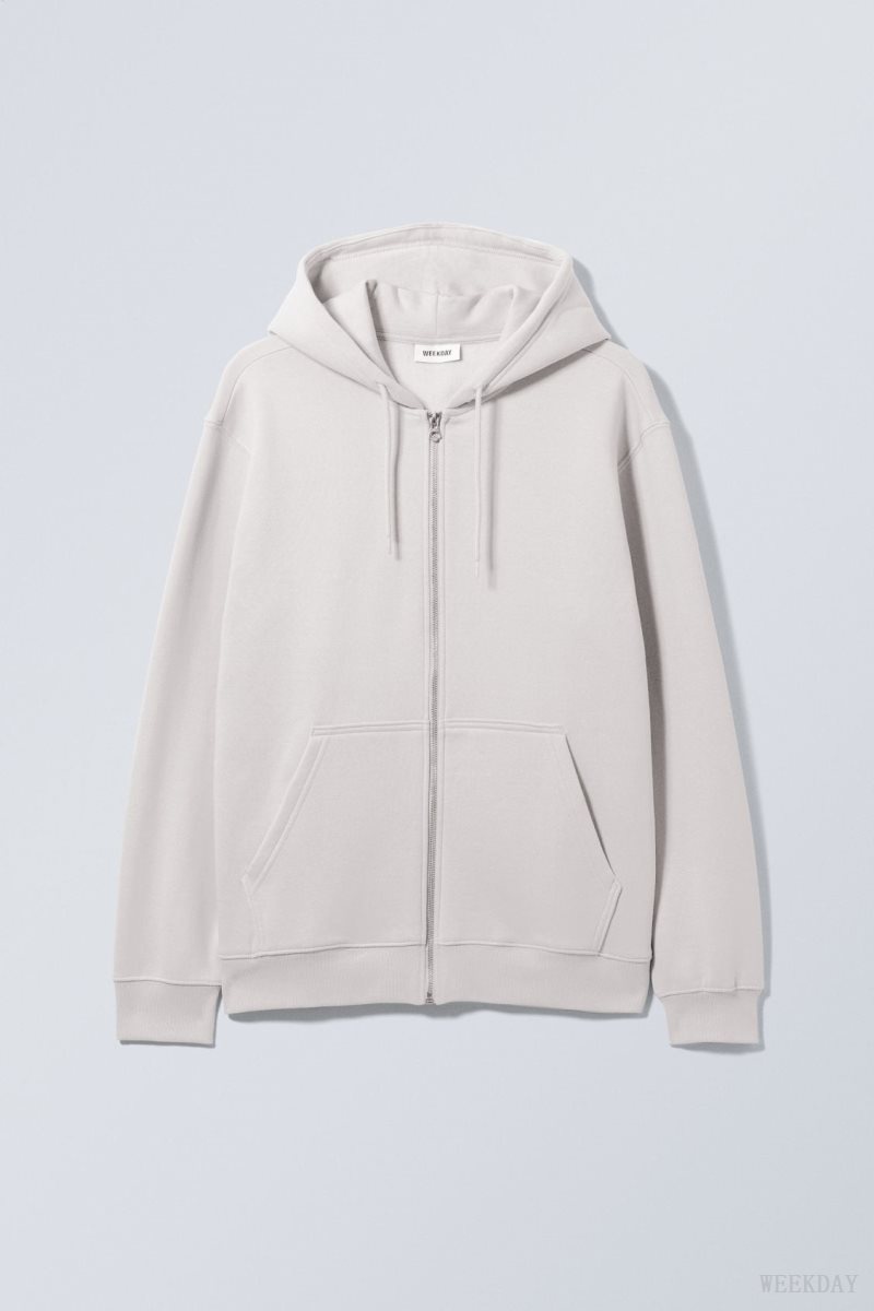 Weekday Standard Midweight Zip Hoodie Light Grey | RLIX7510