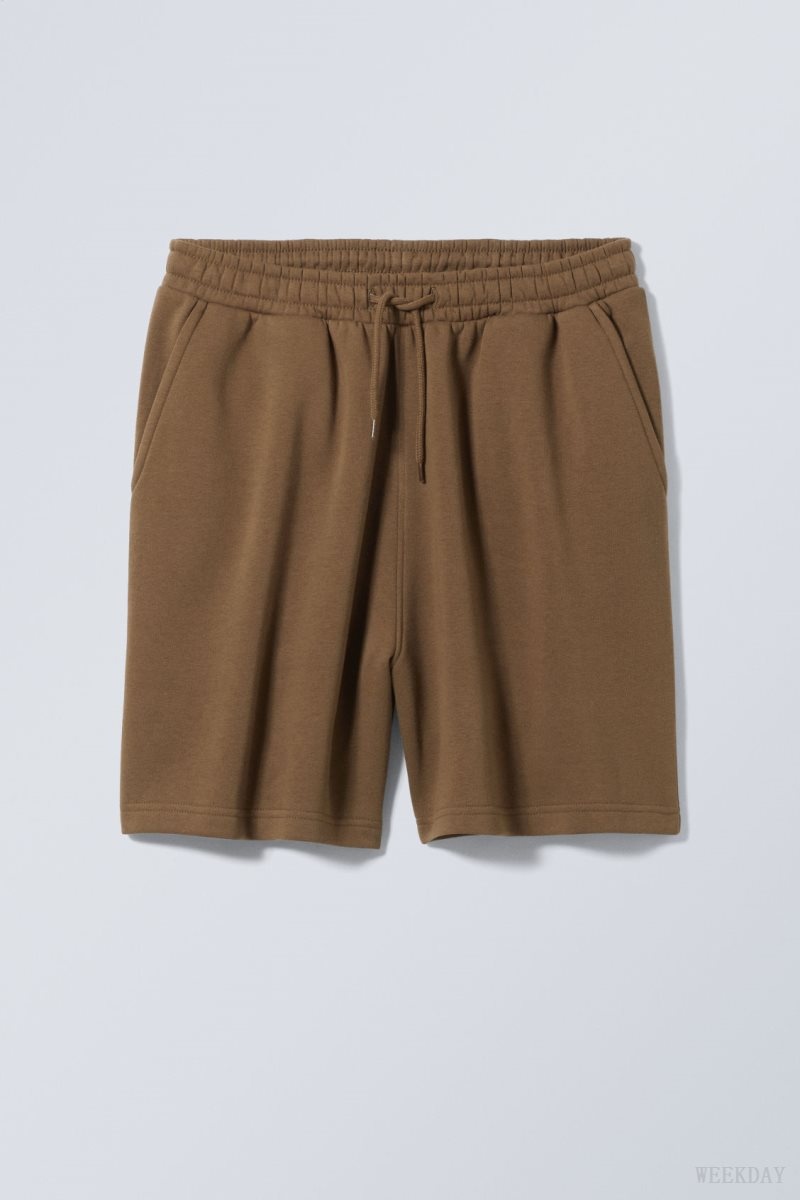 Weekday Standard Sweatshorts Dark Khaki | VIVN7367