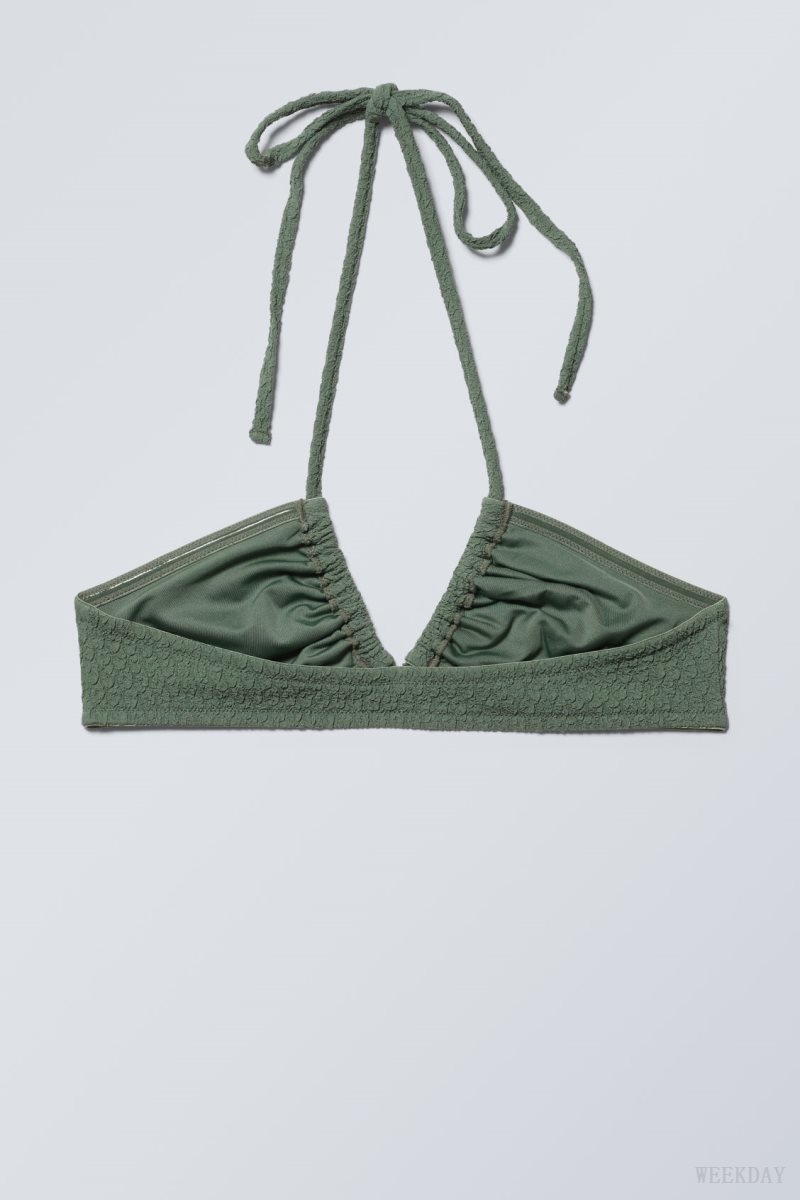 Weekday Structured Bikini Top Khaki | XNHN6571