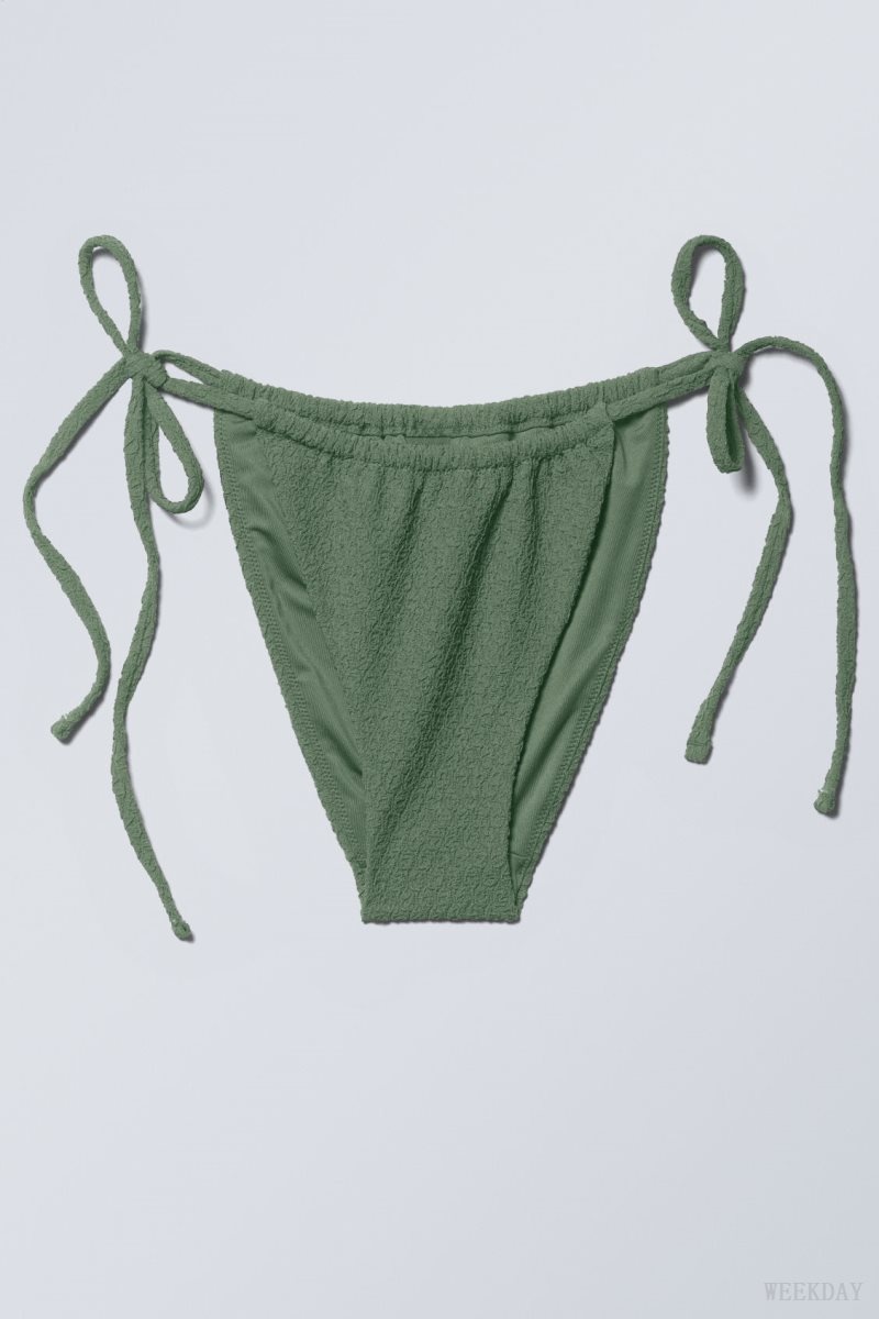 Weekday Structured Tie Bikini Bottom Olive Green | SDBZ0861