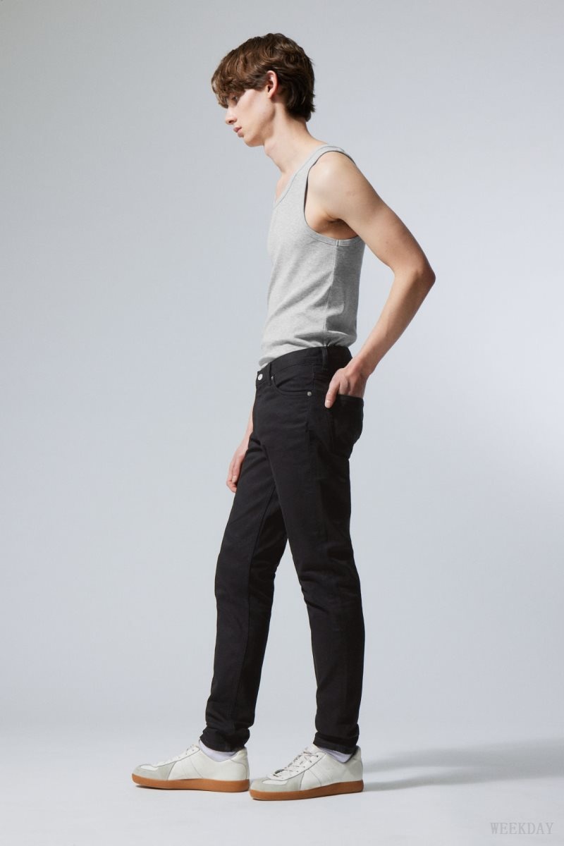 Weekday Sunday Slim Tapered Jeans Black | AATZ4780