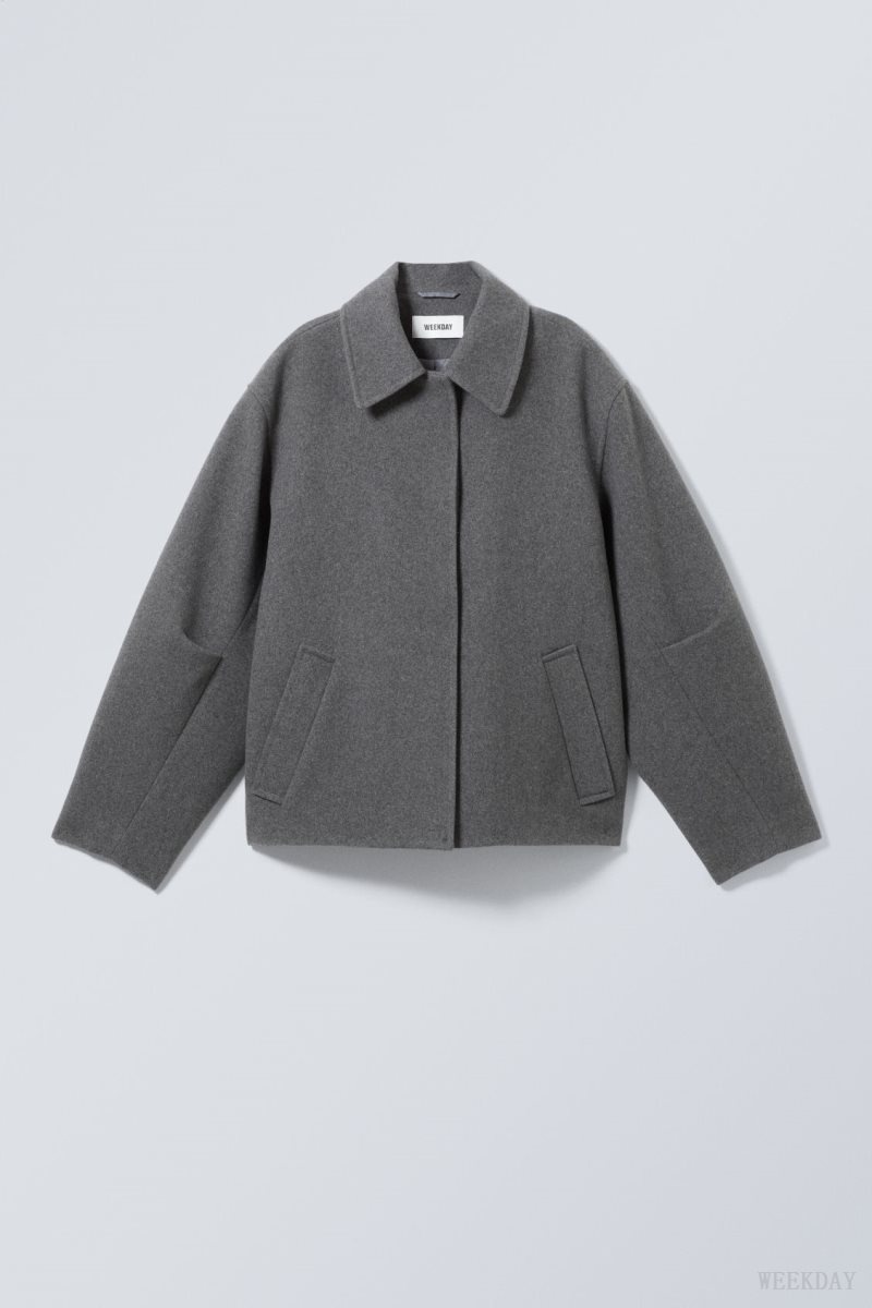 Weekday Tana Wool Blend Jacket Dark Grey | VMQV8391