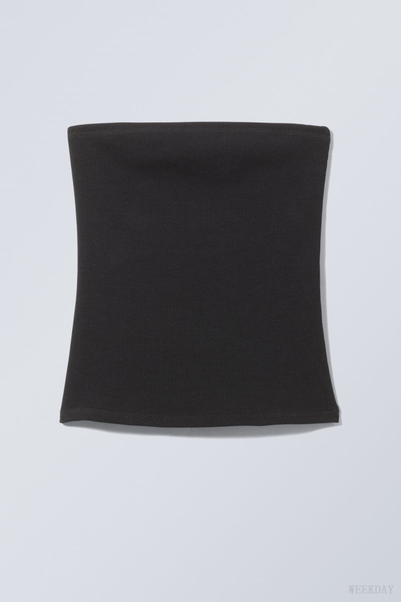 Weekday Tania Rib Tube Top Black | NPWZ8709