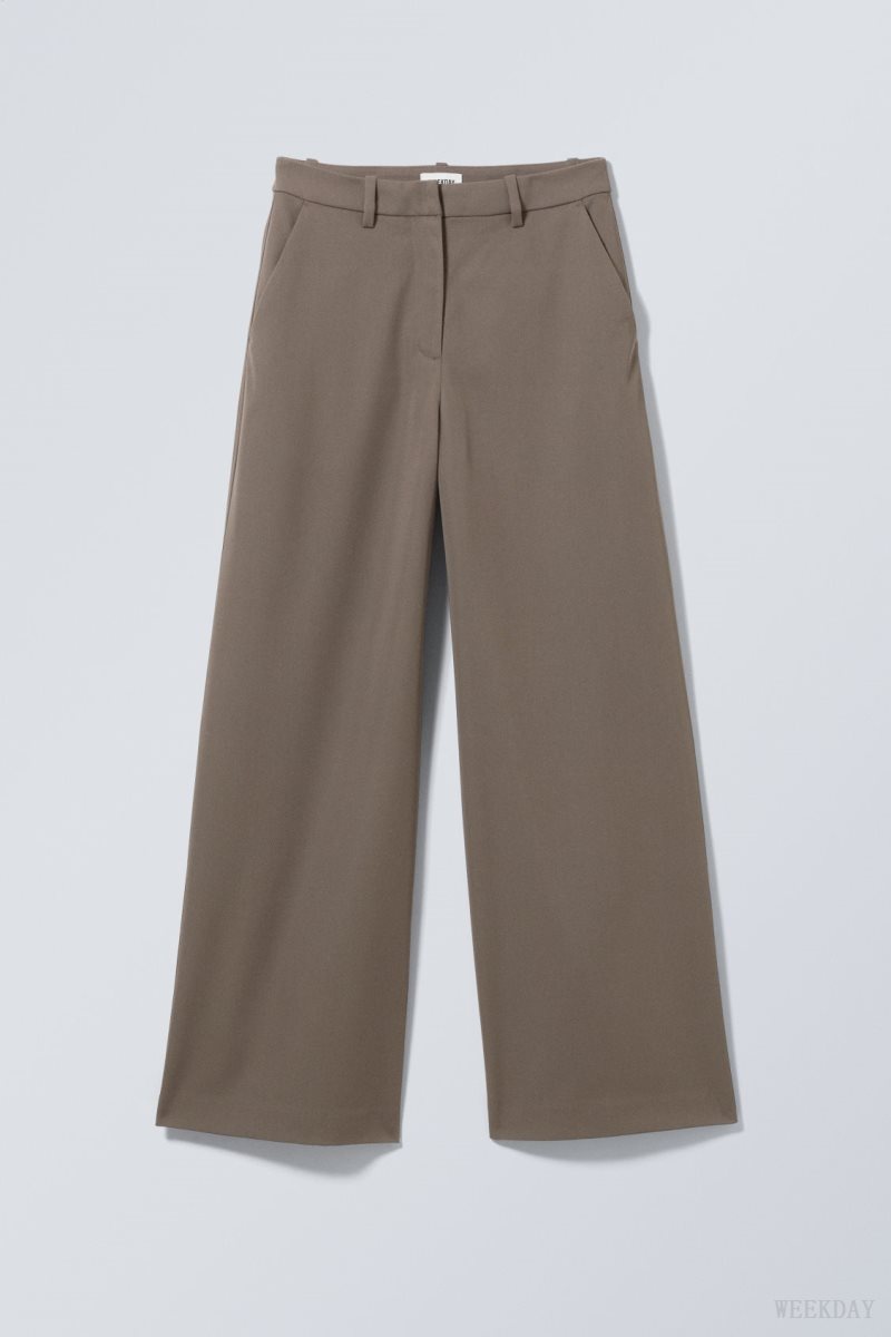 Weekday Tate Suiting Trousers Khaki Green | VDBA4817