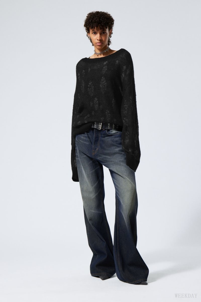 Weekday Taylor Knit Sweater Black | FDZT6990