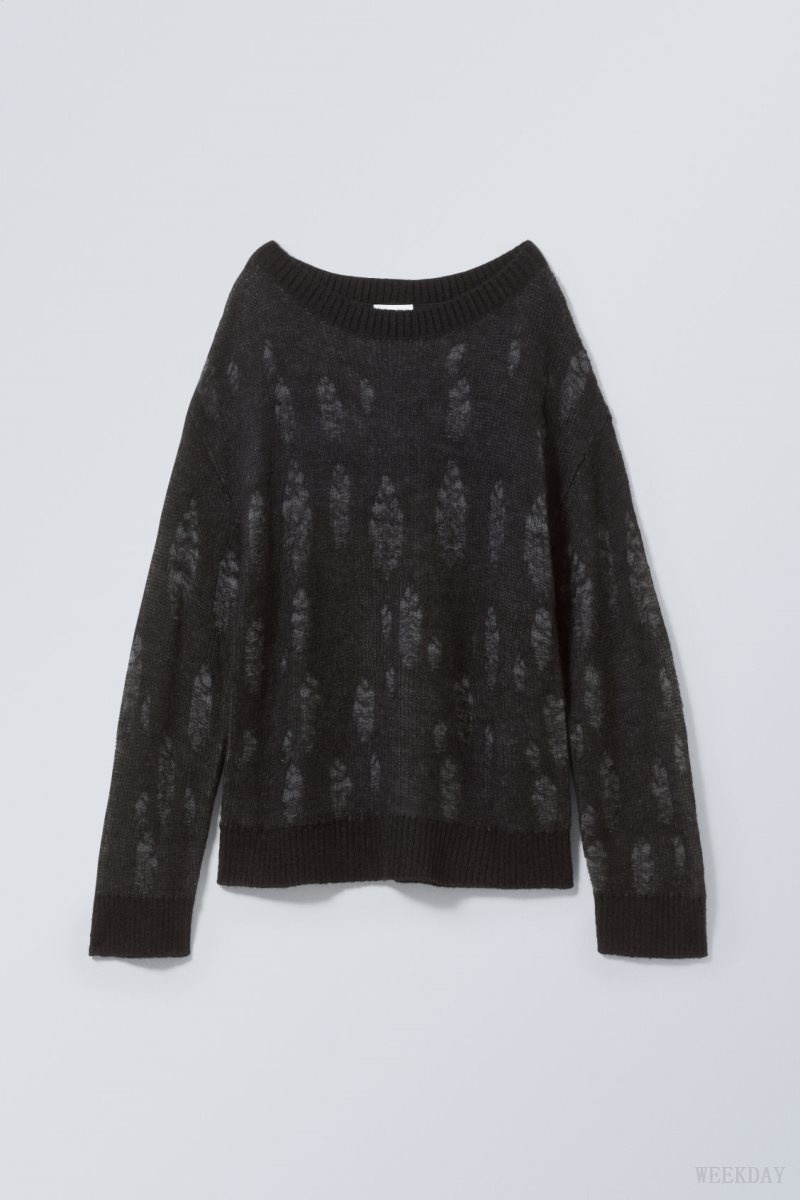 Weekday Taylor Knit Sweater Black | FDZT6990