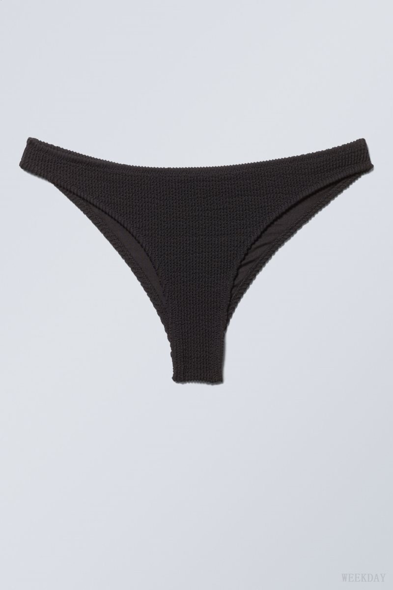 Weekday Textured Brazilian Bikini Bottoms Black | QNSU4324