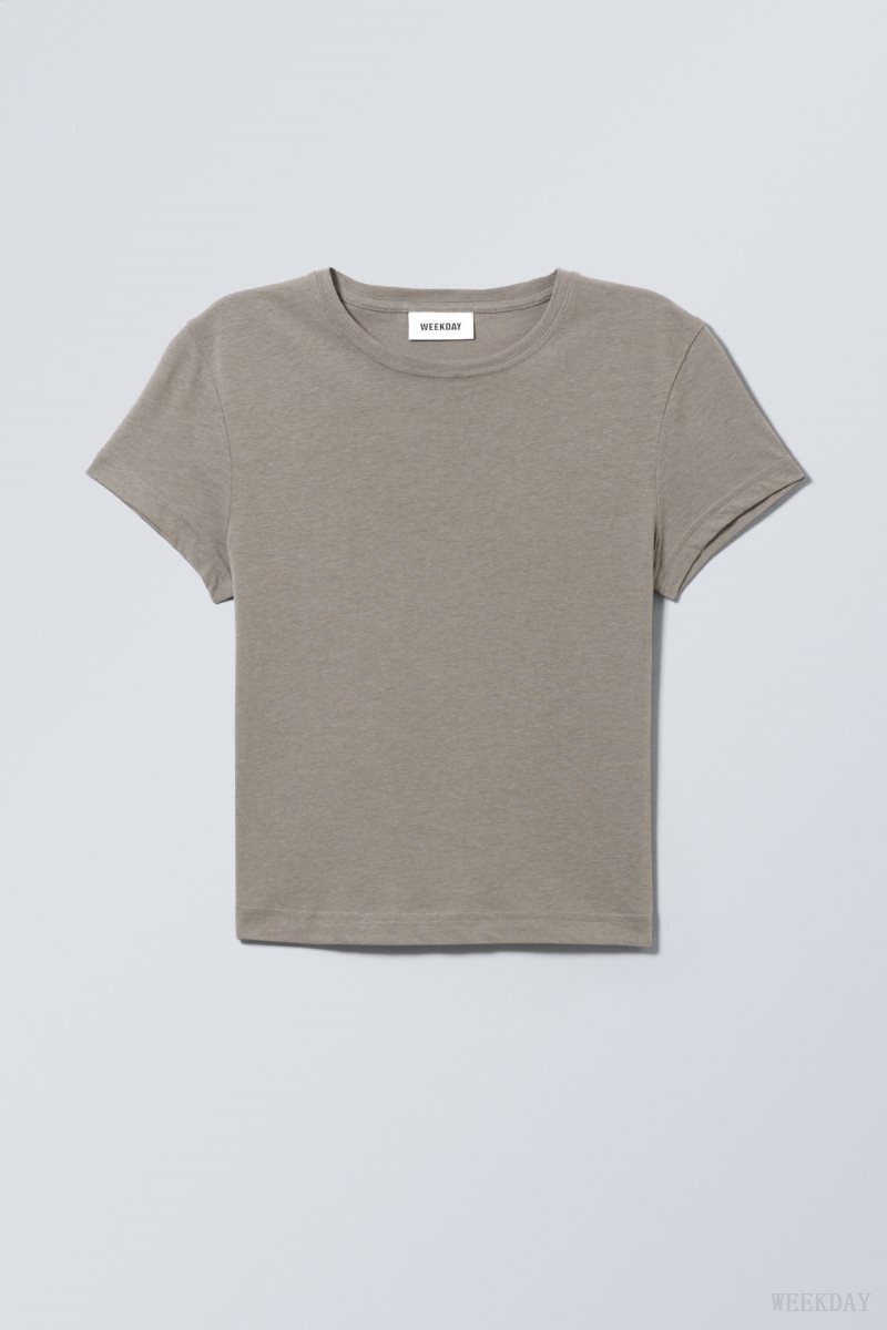 Weekday Tight Fitted T-shirt Dark Grey | ZKSM4077