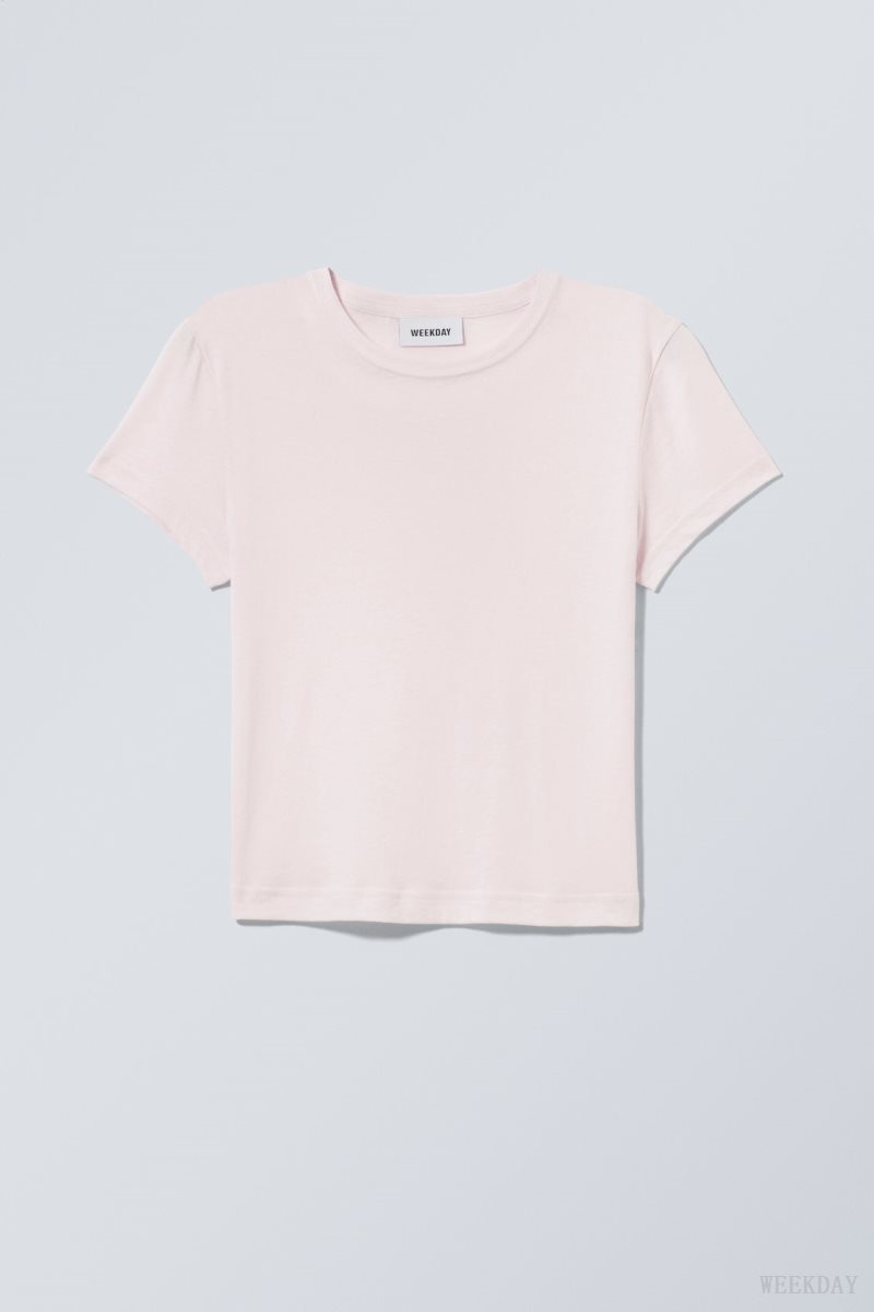 Weekday Tight Fitted T-shirt Pink | GYWY5753