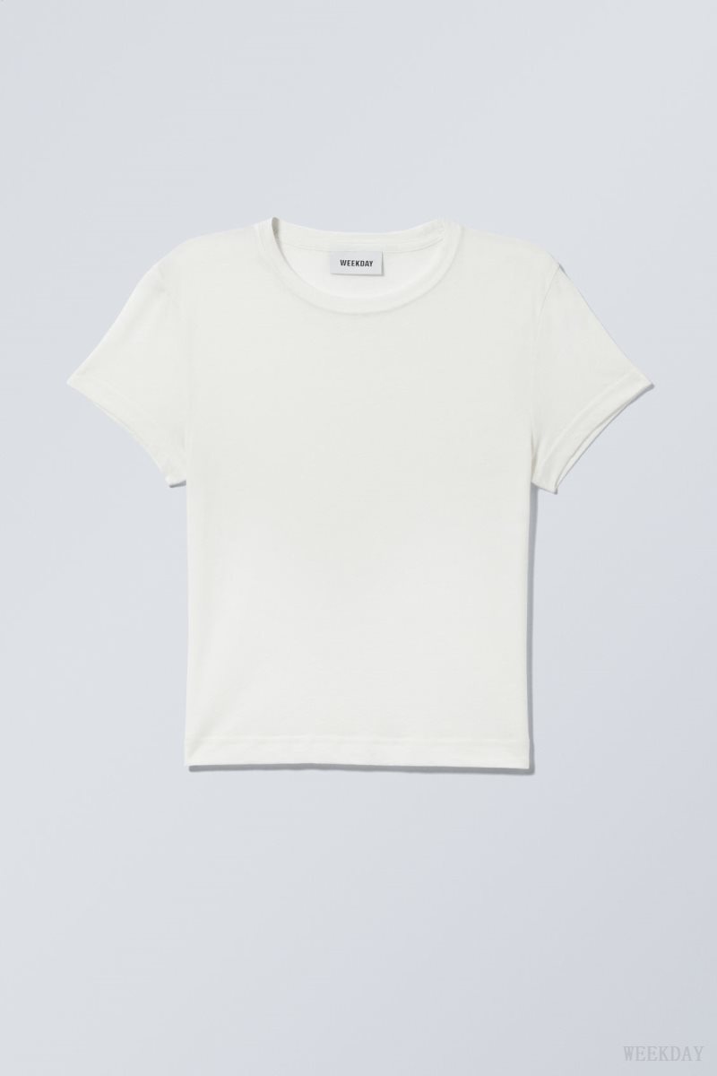 Weekday Tight Fitted T-shirt White | EBCK6910