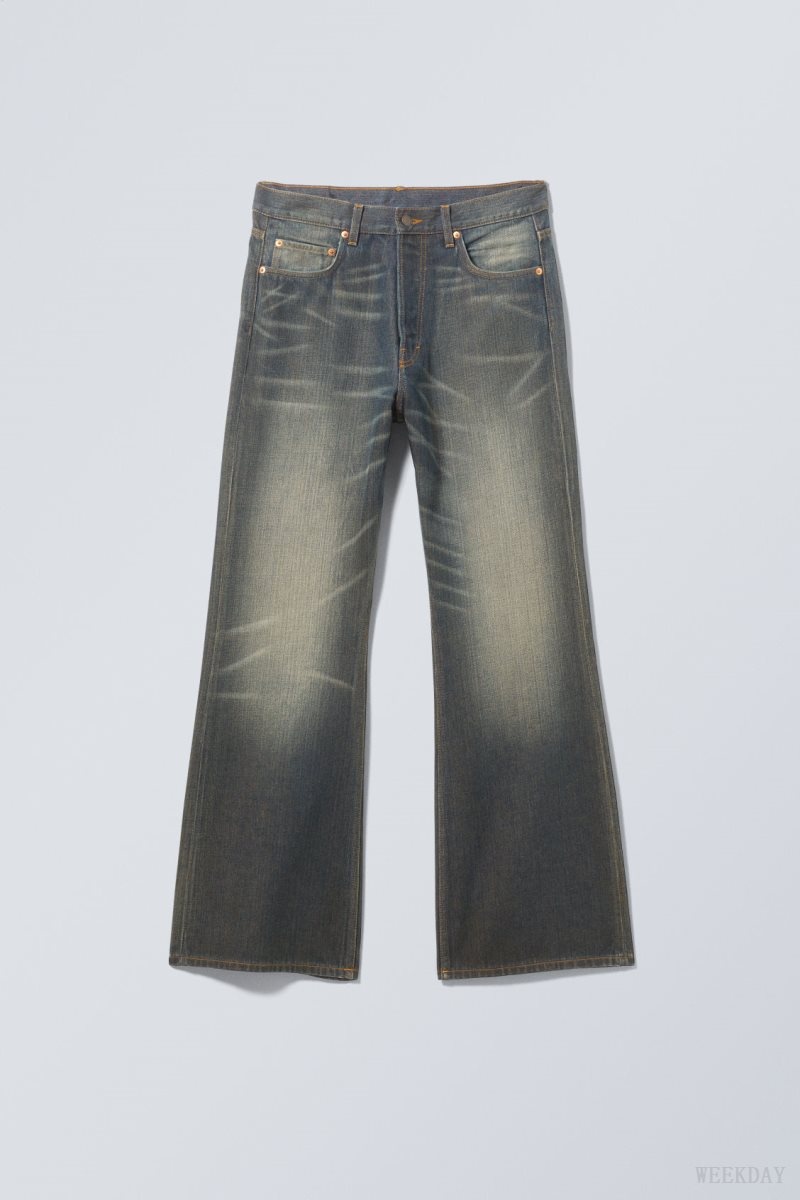 Weekday Time Loose Bootcut Jeans Blue | HNTP4583