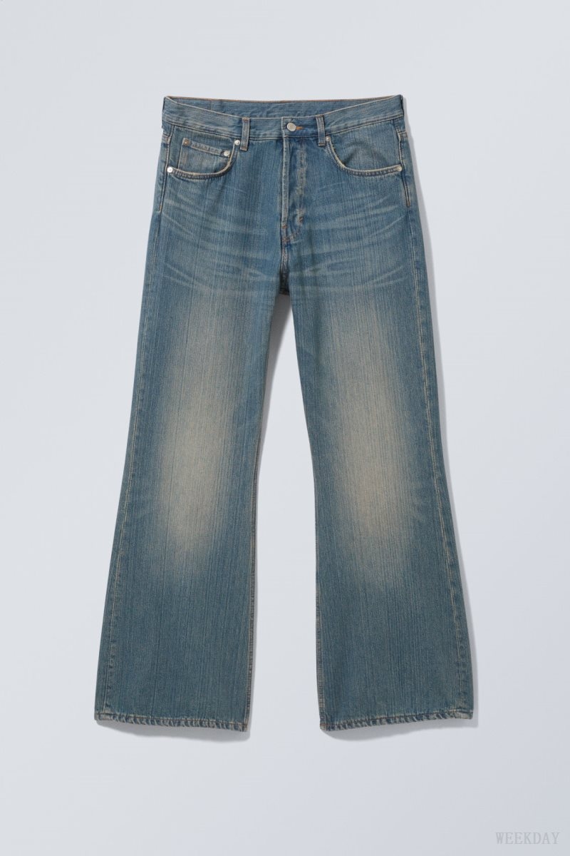 Weekday Time Loose Bootcut Jeans Blue | QJLV1477