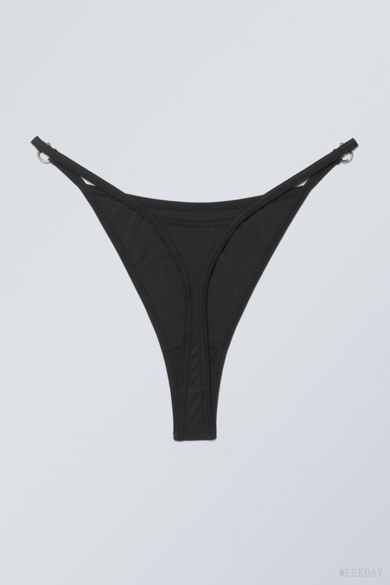 Weekday Tori Piercing Tanga Thong Thong Black | YBUS7672