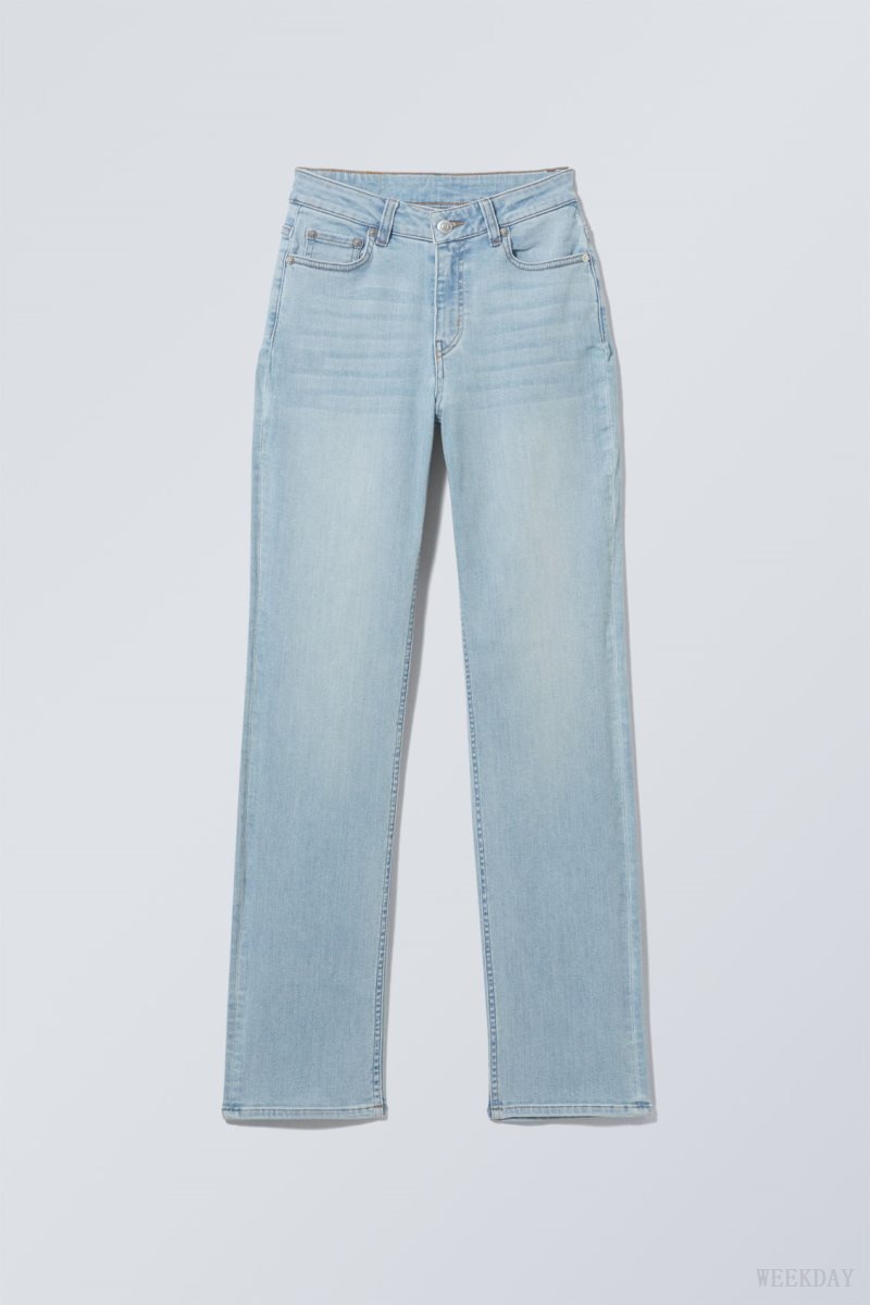 Weekday Twig Curve Mid Straight Jeans Light Blue | GETY5314