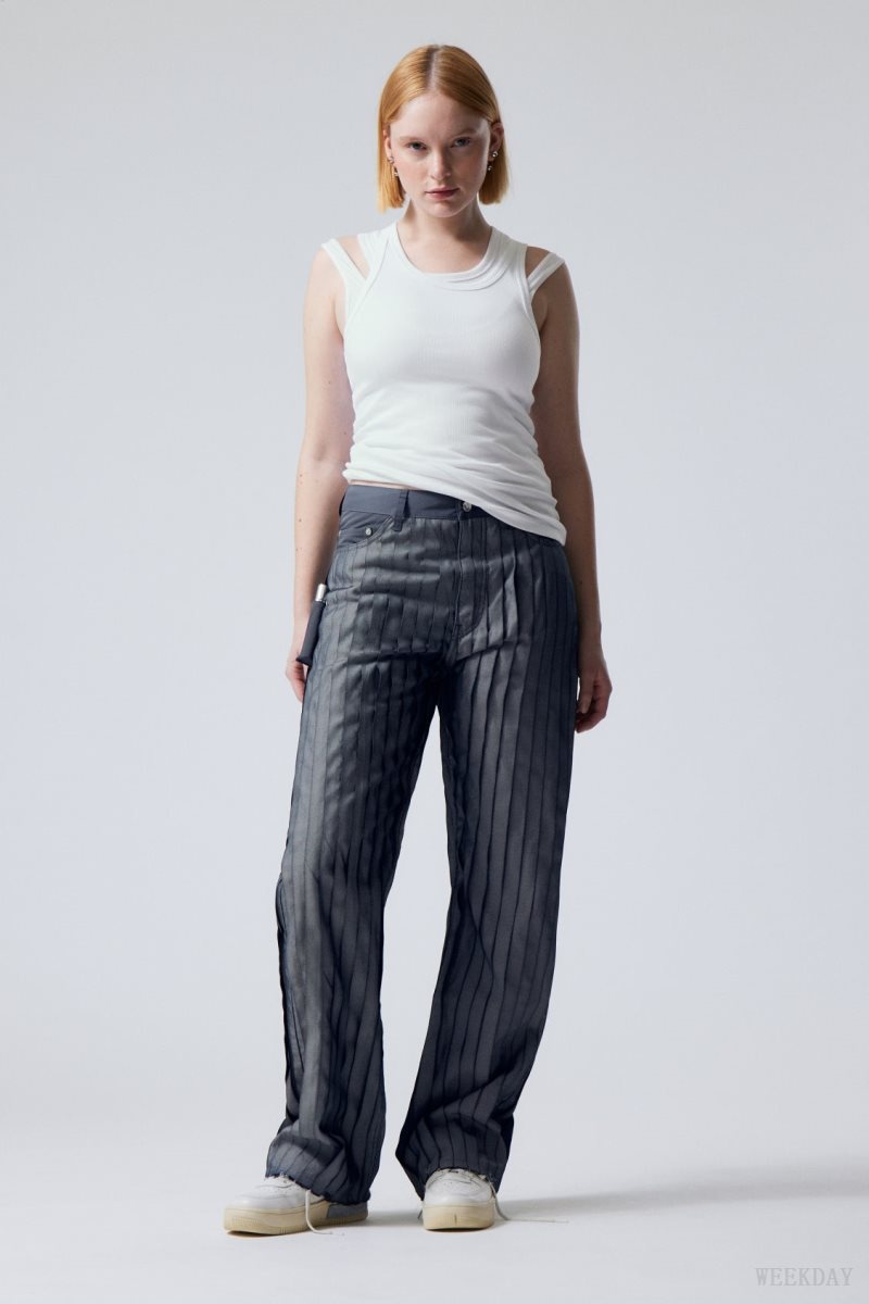 Weekday Unifrom™ + Weekday Limited Edition Stripe Jeans Dark Blue | DWPN5143