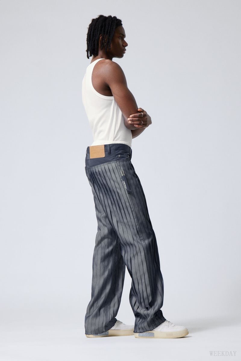 Weekday Unifrom™ + Weekday Limited Edition Stripe Jeans Dark Blue | DWPN5143