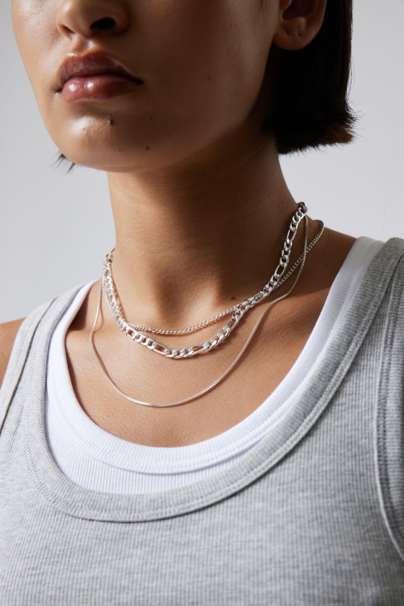 Weekday Unity Necklace Set Silver | HXBO6321