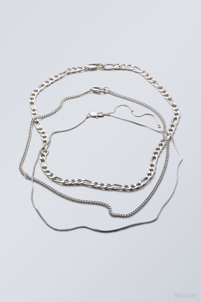 Weekday Unity Necklace Set Silver | HXBO6321