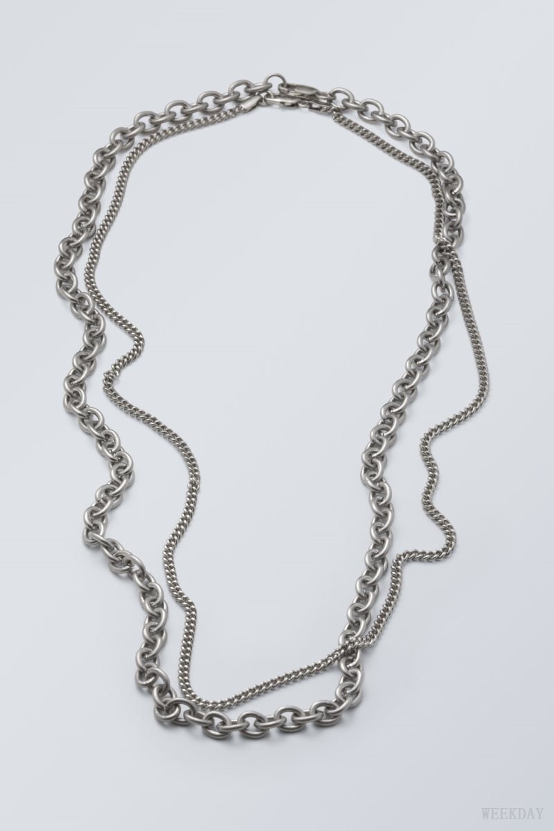 Weekday Uno Chain Necklace Set Silver | EFJW0010