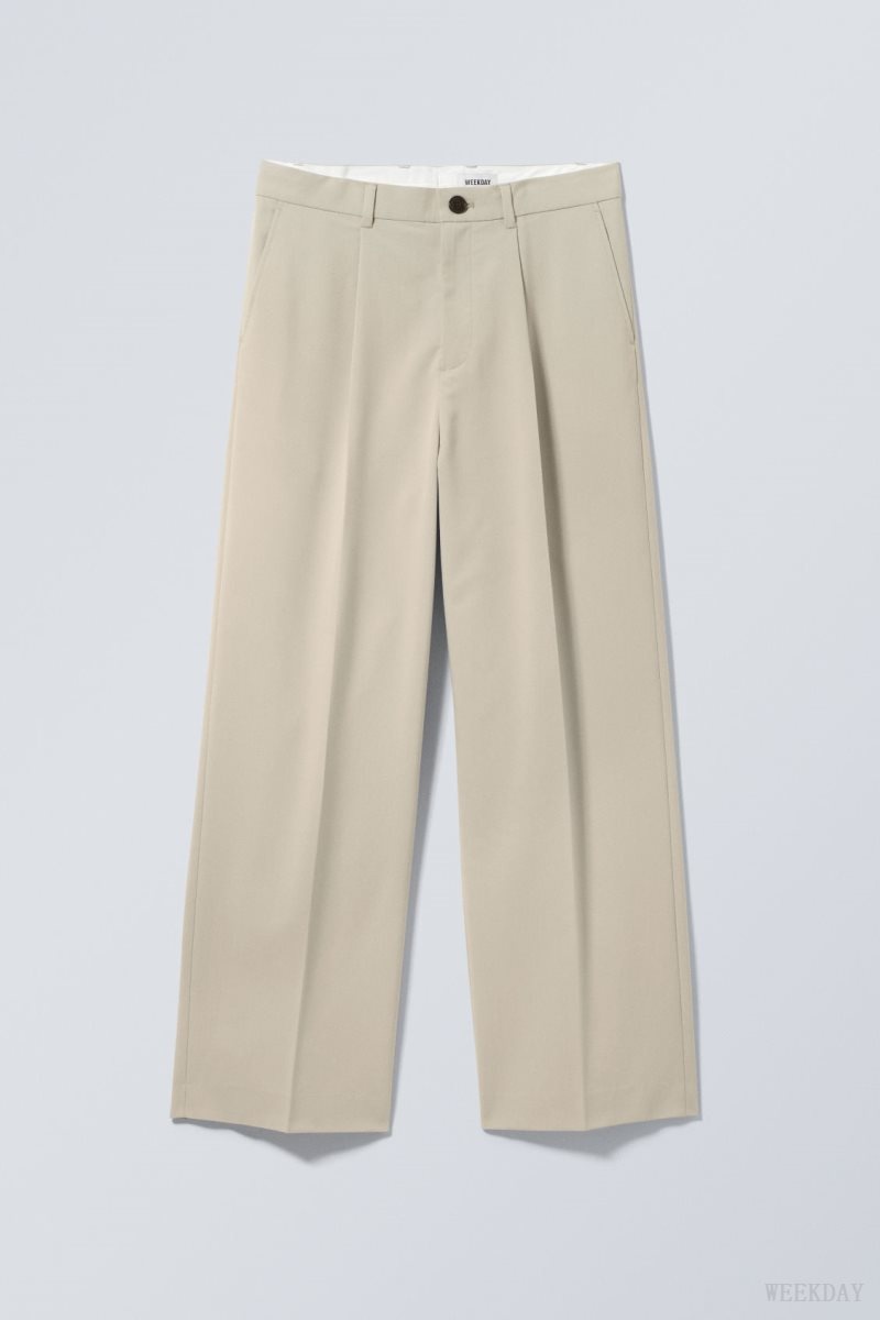 Weekday Uno Loose Suit Trousers Beige | SUBQ3902