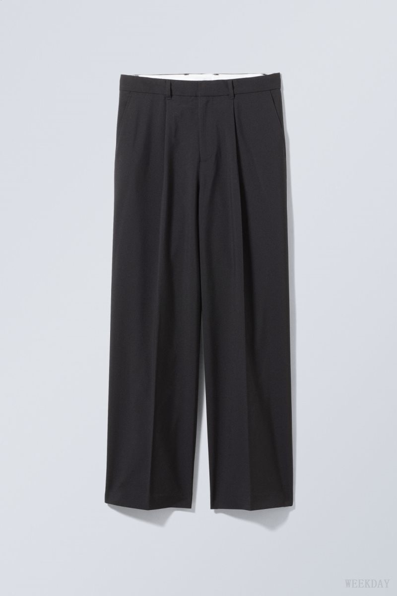 Weekday Uno Loose Suit Trousers Black | VJLI4431