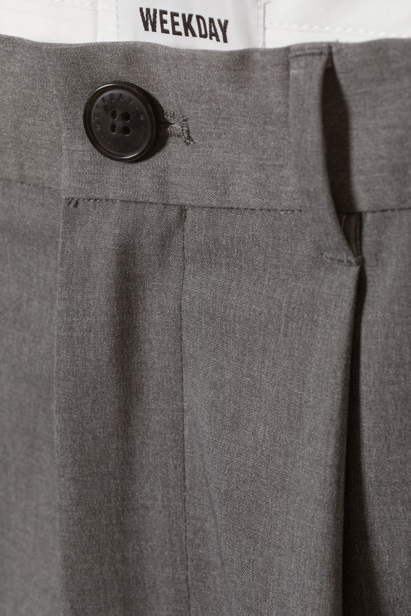 Weekday Uno Loose Suit Trousers Dark Grey | EIKW0488