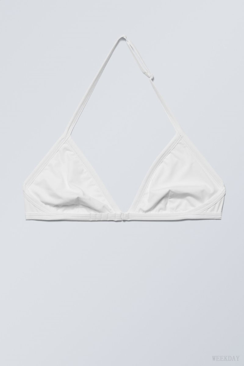 Weekday Vega Halter Triangle Bra Bra White | AGUU0388