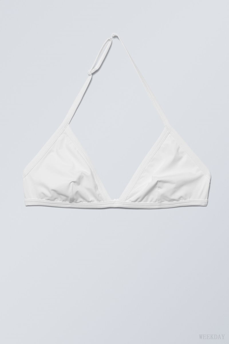 Weekday Vega Halter Triangle Bra Bra White | AGUU0388