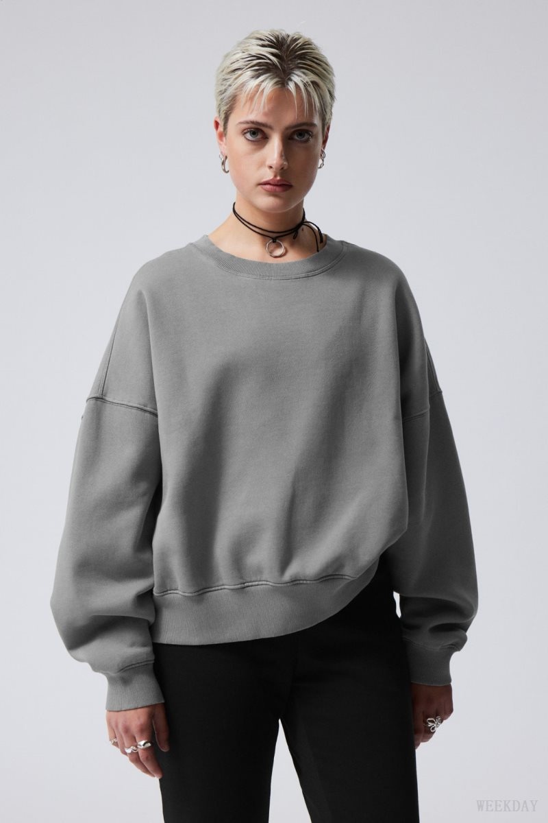 Weekday Wide Heavyweight Sweatshirt Grey | NMGF9272