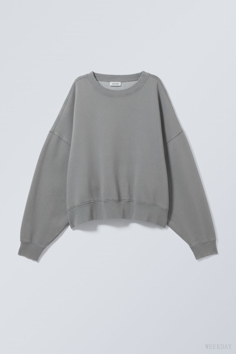 Weekday Wide Heavyweight Sweatshirt Grey | NMGF9272