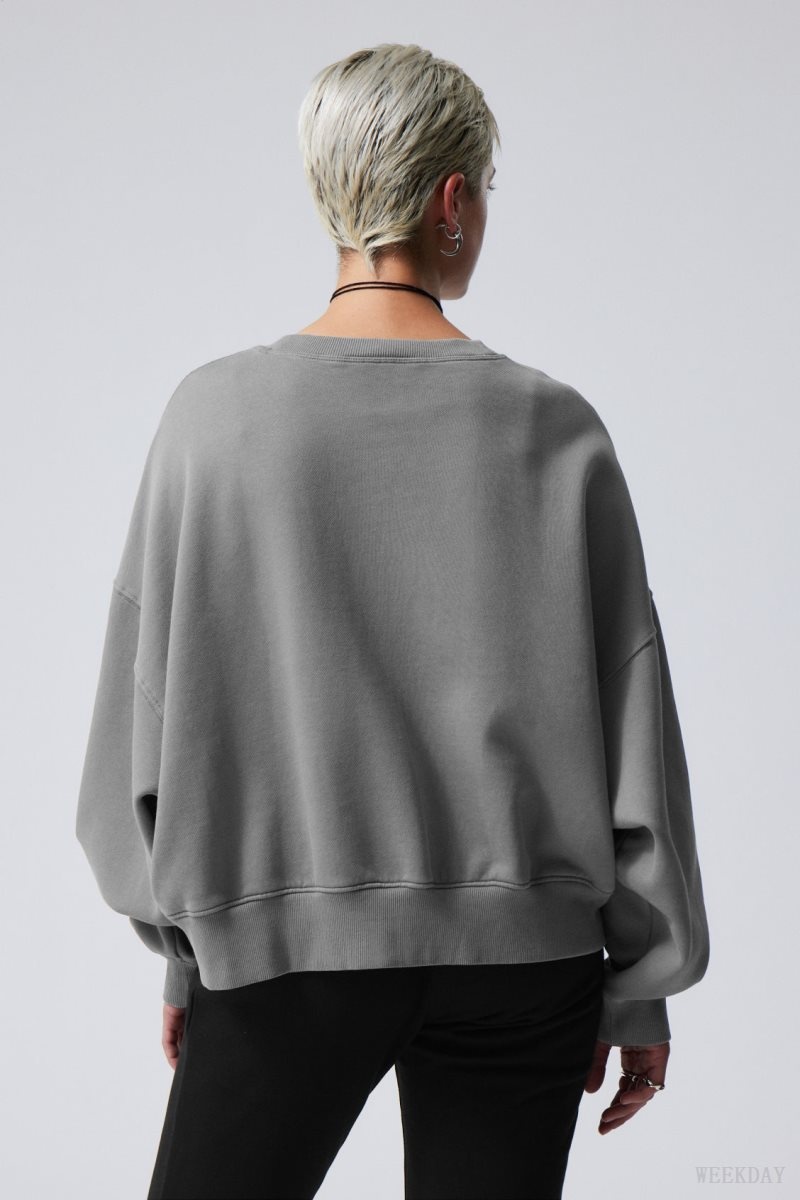 Weekday Wide Heavyweight Sweatshirt Grey | NMGF9272